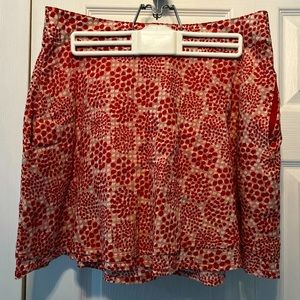 Tulle, Red Blush and White Circles, Skater Skirt, Size Medium